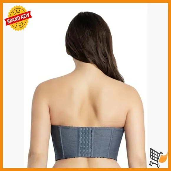 Strapless Longline Bustier, Denim Fabric, Full Coverage, Plus Sizes